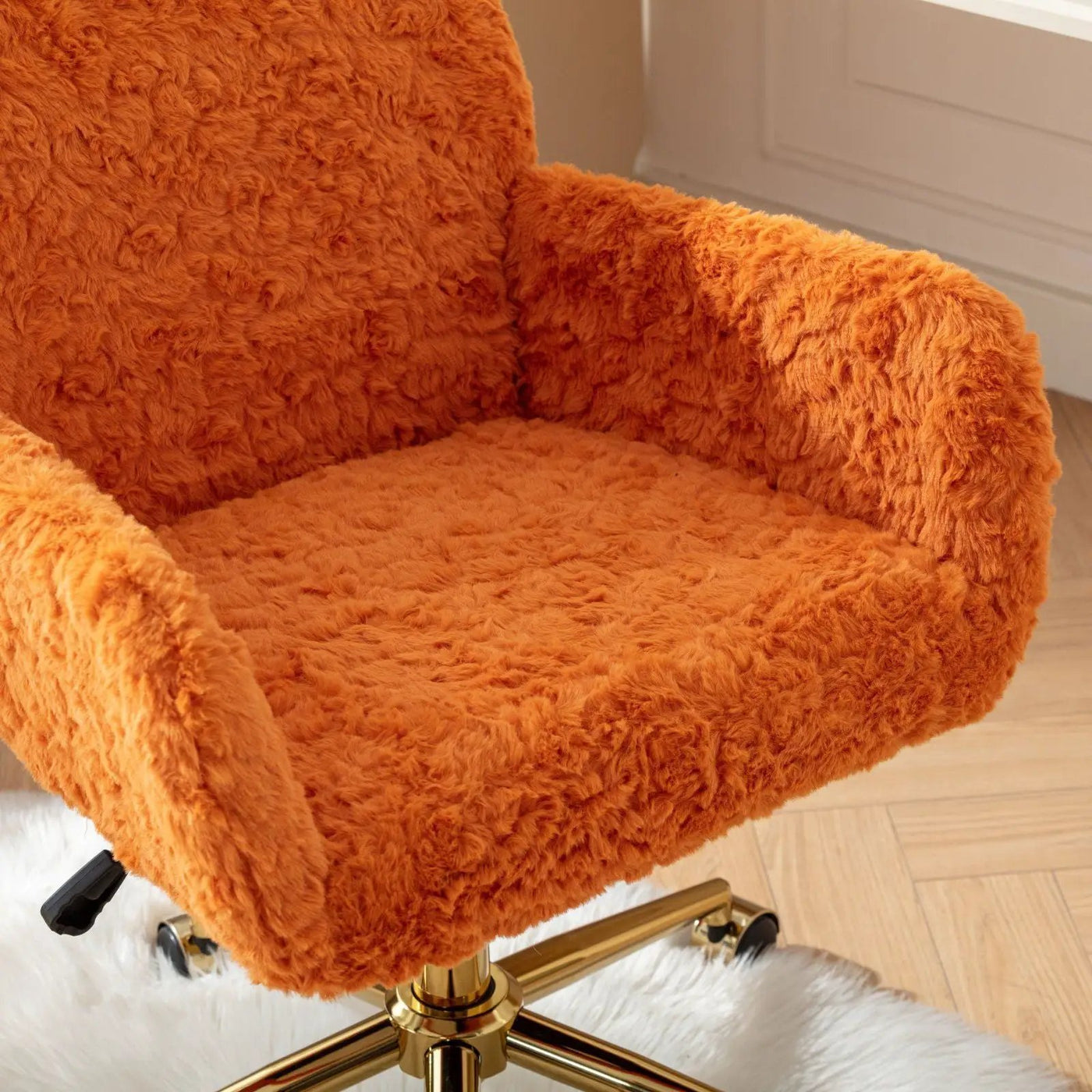 Office Chair, Artificial Rabbit Hair Home Office Chair With Metal Base, Adjustable Desk Chair Swivel Office Chair, Vanity Chair by HouseOfZazla