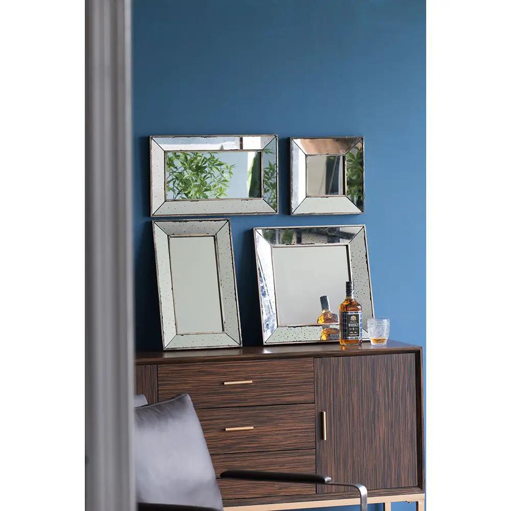 Distressed Accent Mirror, Traditional Style Framed Wall Mirror For Living Room by HouseOfZazla