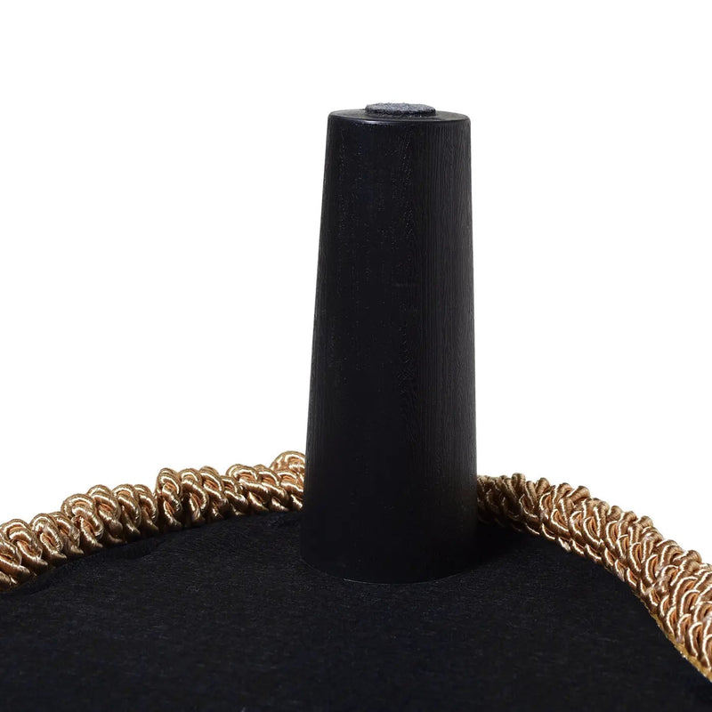 Ellen - Upholstered Clover Ottoman With Gold Bullion Fringe - Navy Blue by HouseOfZazla
