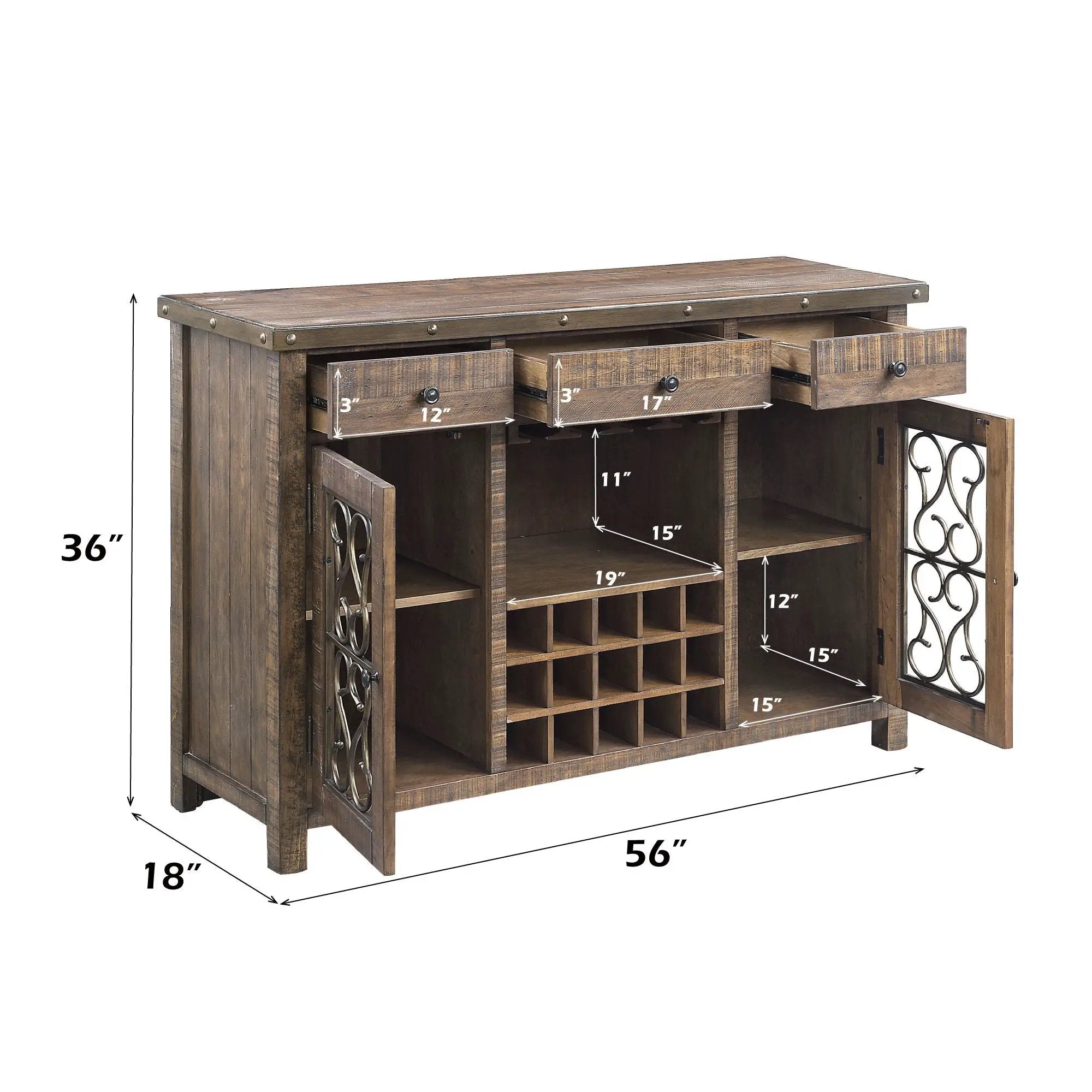 Raphaela - Server With Cup Holder & Wine Rack - Cherry by Unique Piece Furniture