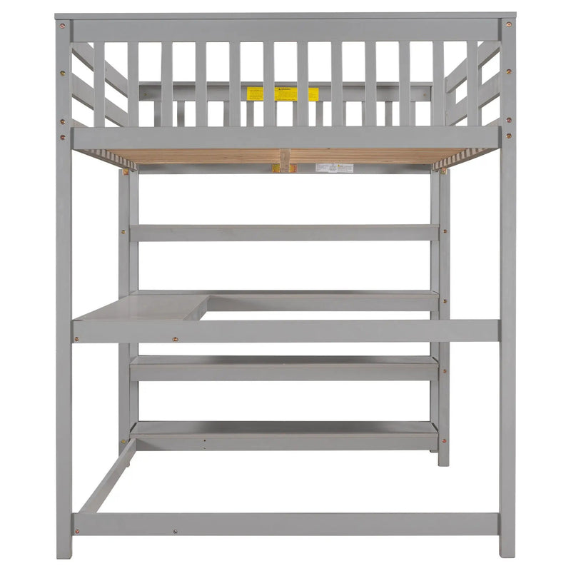 Loft Bed With Storage Shelves And Under Bed Desk by Unique Piece Furniture