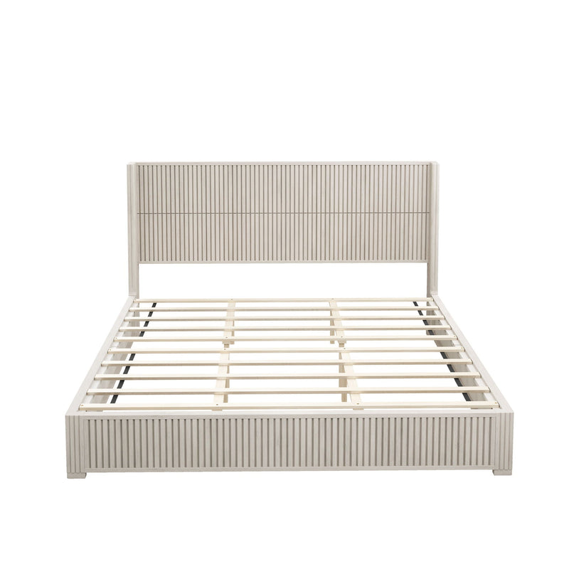 Platform Bed Frame With Headboard, Floor Standing Design by HouseOfZazla