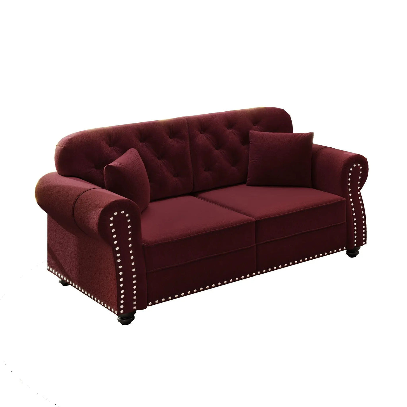 Upholstered Chesterfield Sofa With Nailhead Trim And Rolled Armrests by HouseOfZazla