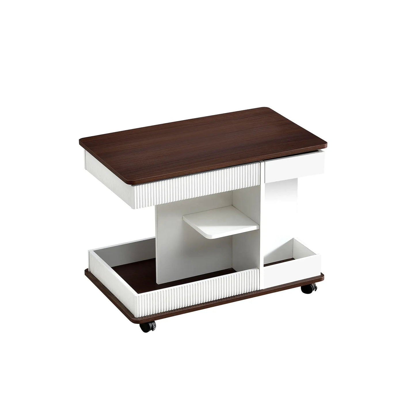 Adjustable End Table With Wheels, 360°Rotating Top And Storage Space by HouseOfZazla