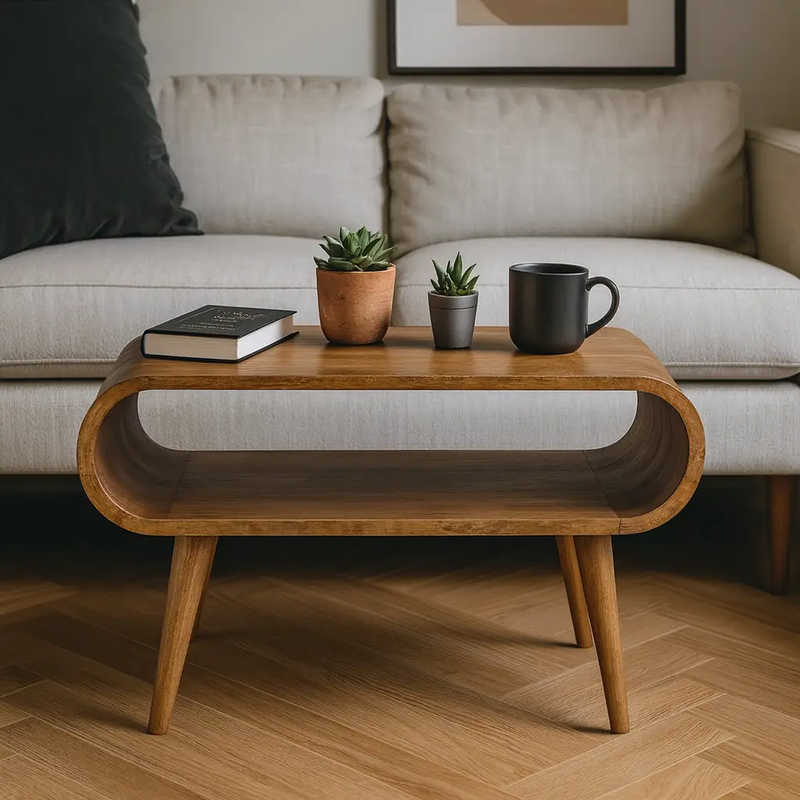 Solid Wood Open Oak-ish Coffee Table, Nordic Legs by HouseOfZazla