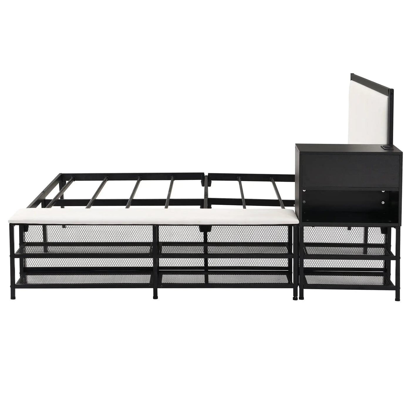 Platform Bed With 2 Tier Storage Shelves, Storage Cabinet by HouseOfZazla