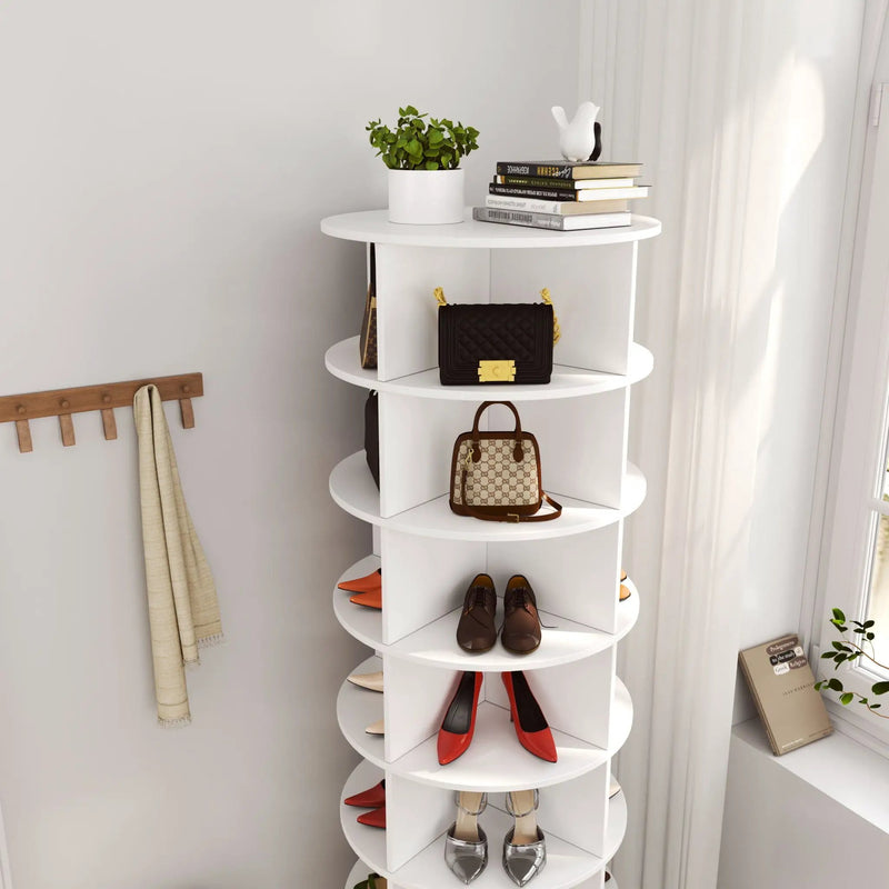 New 360 Rotating Shoe Cabinet 7 Layers Holds Up To 28 Paris Of Shoes by HouseOfZazla
