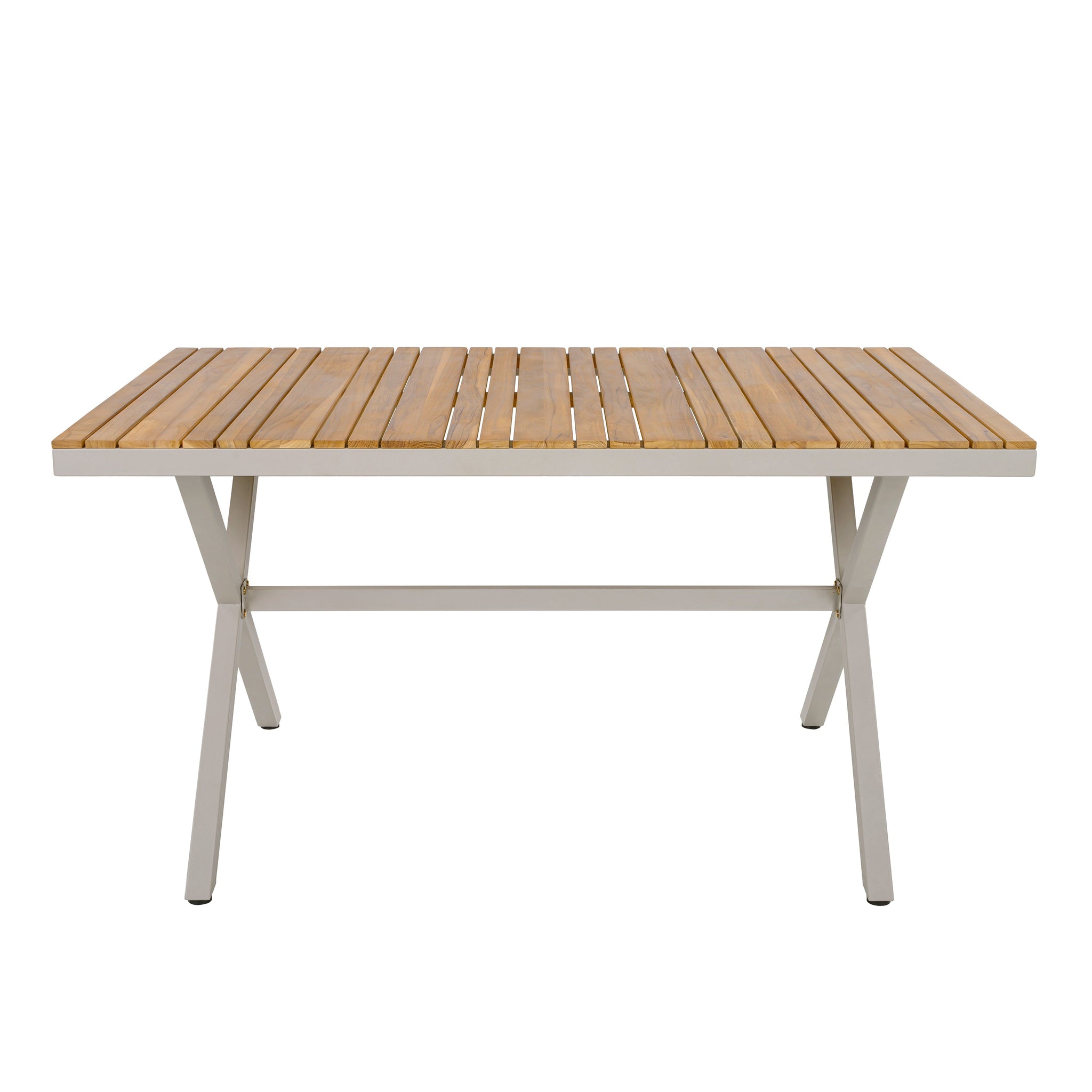 Outdoor 5-Piece Dining Set - Rectangular Teak Wood Table + 4 Wicker Chairs with Cushions by HouseOfZazla