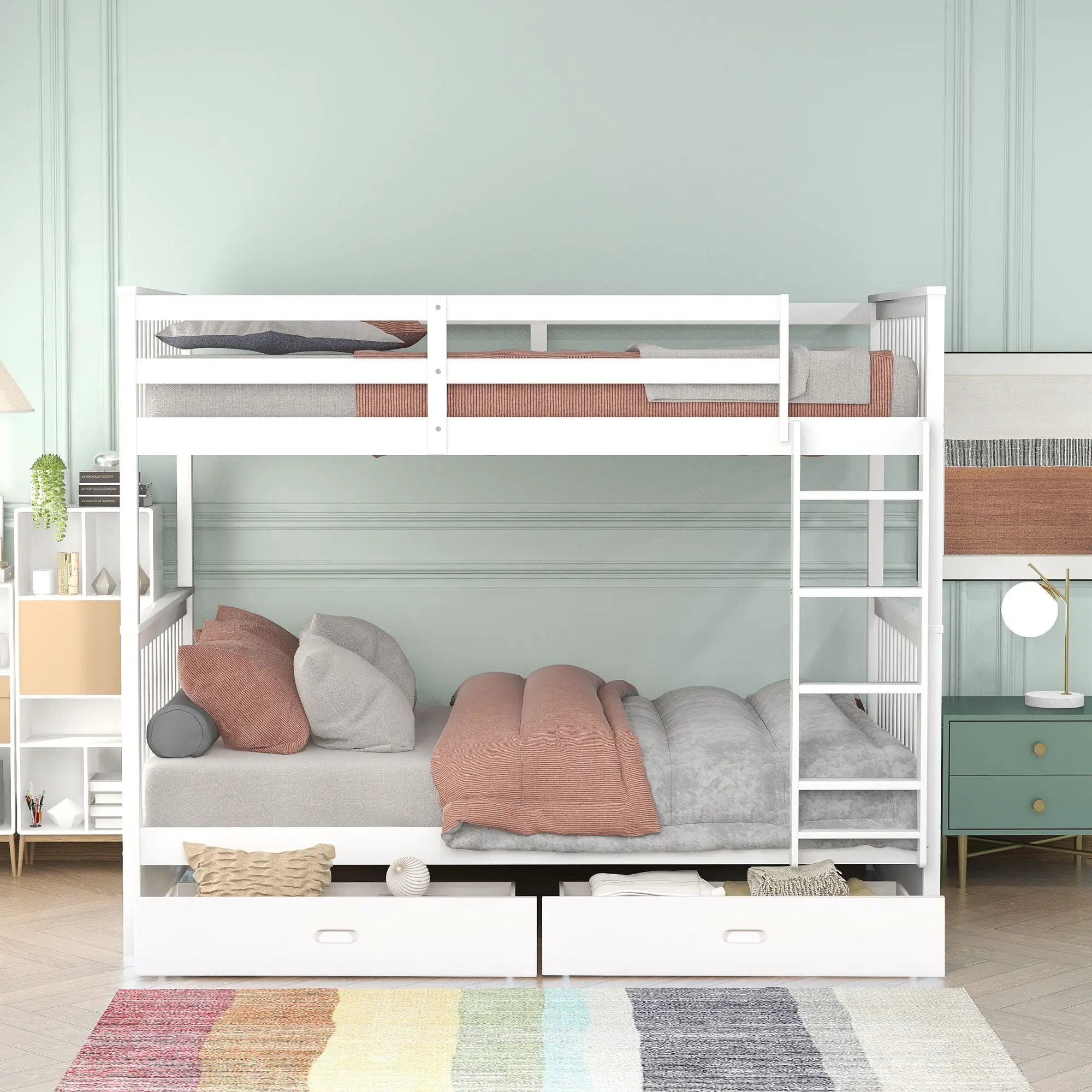 Bunk Bed With Ladders And 2 Storage Drawers by Unique Piece Furniture