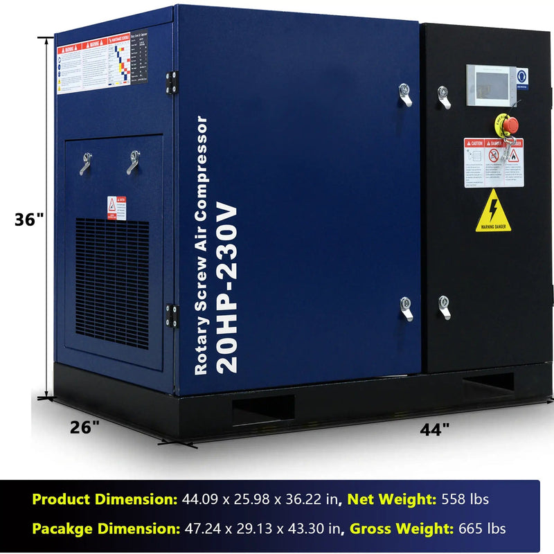 20HP Rotary Screw Air Compressor, 74 CFM, 125 PSI, Industrial-Grade by HouseOfZazla