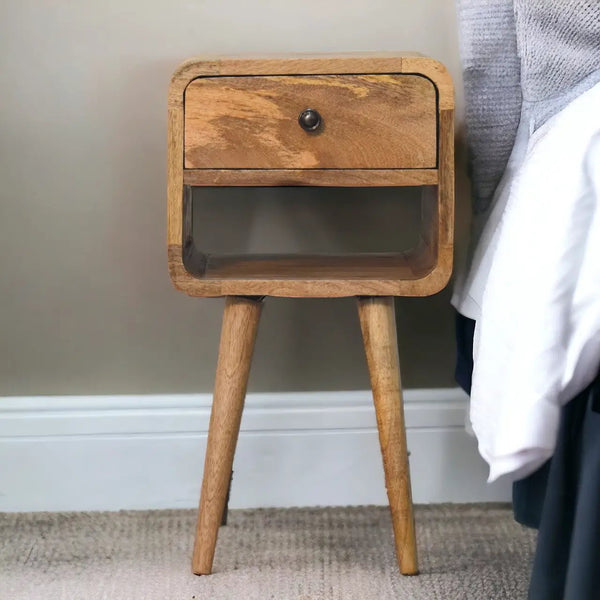 Solid Wood Mini Oak-ish Curve Lower Nightstand