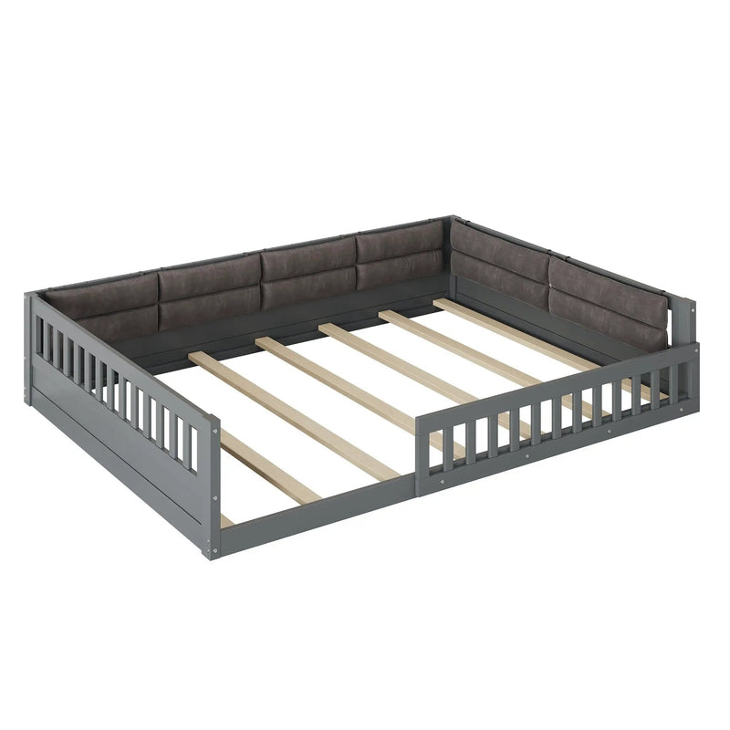 Upholstered Platform Bed With Guardrail And Pillow by Unique Piece Furniture