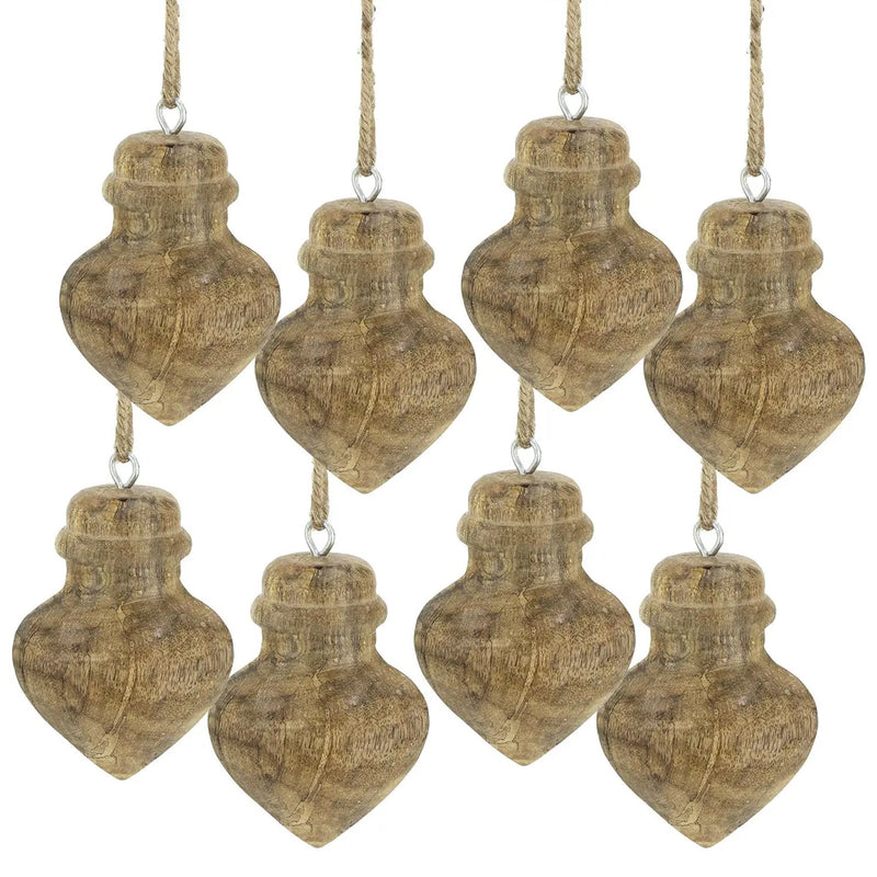 Wooden Hanging Ornaments for Christmas Tree - Set of 8 by HouseOfZazla