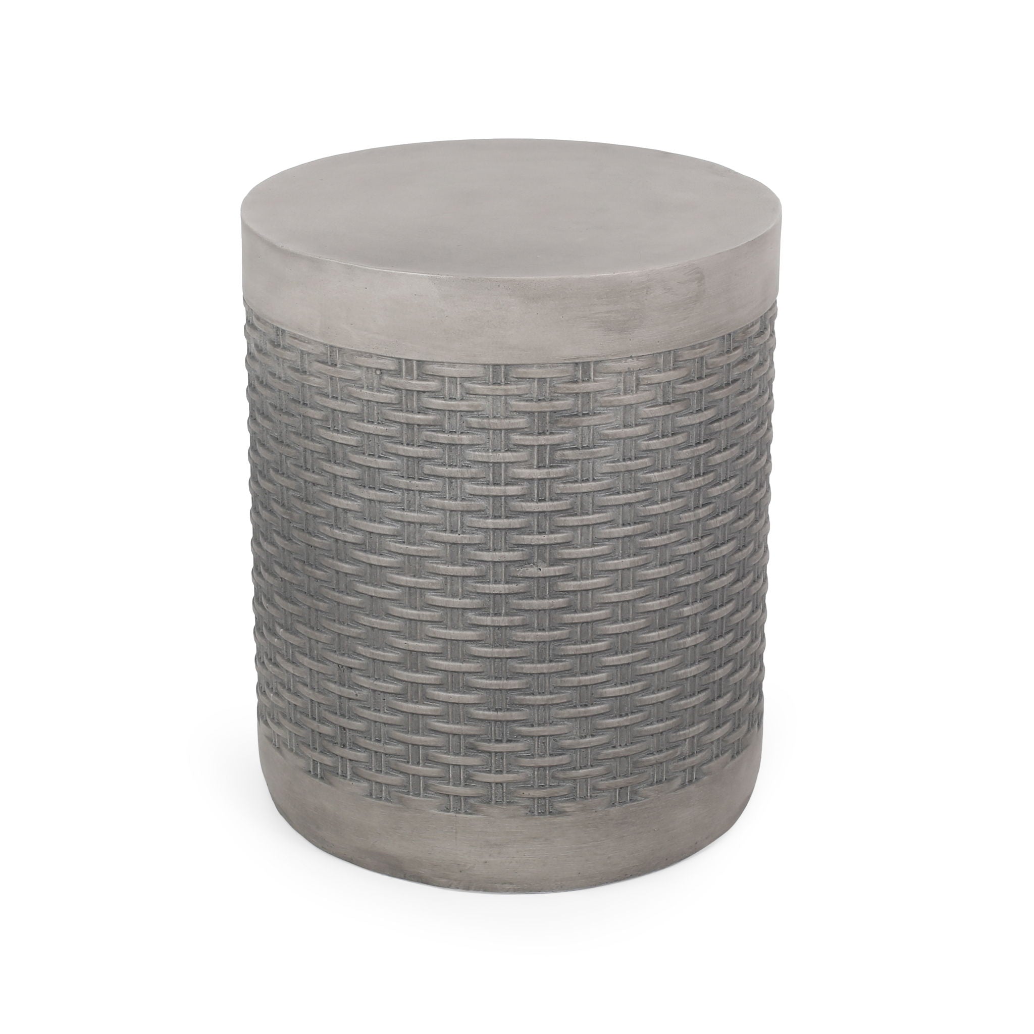 Outdoor Lightweight End Table Round Concrete - Natural by HouseOfZazla