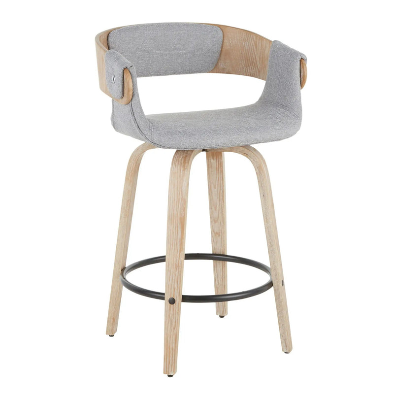 Elisa - Farmhouse Counter Stool (Set of 2) - White Washed / Gray by HouseOfZazla