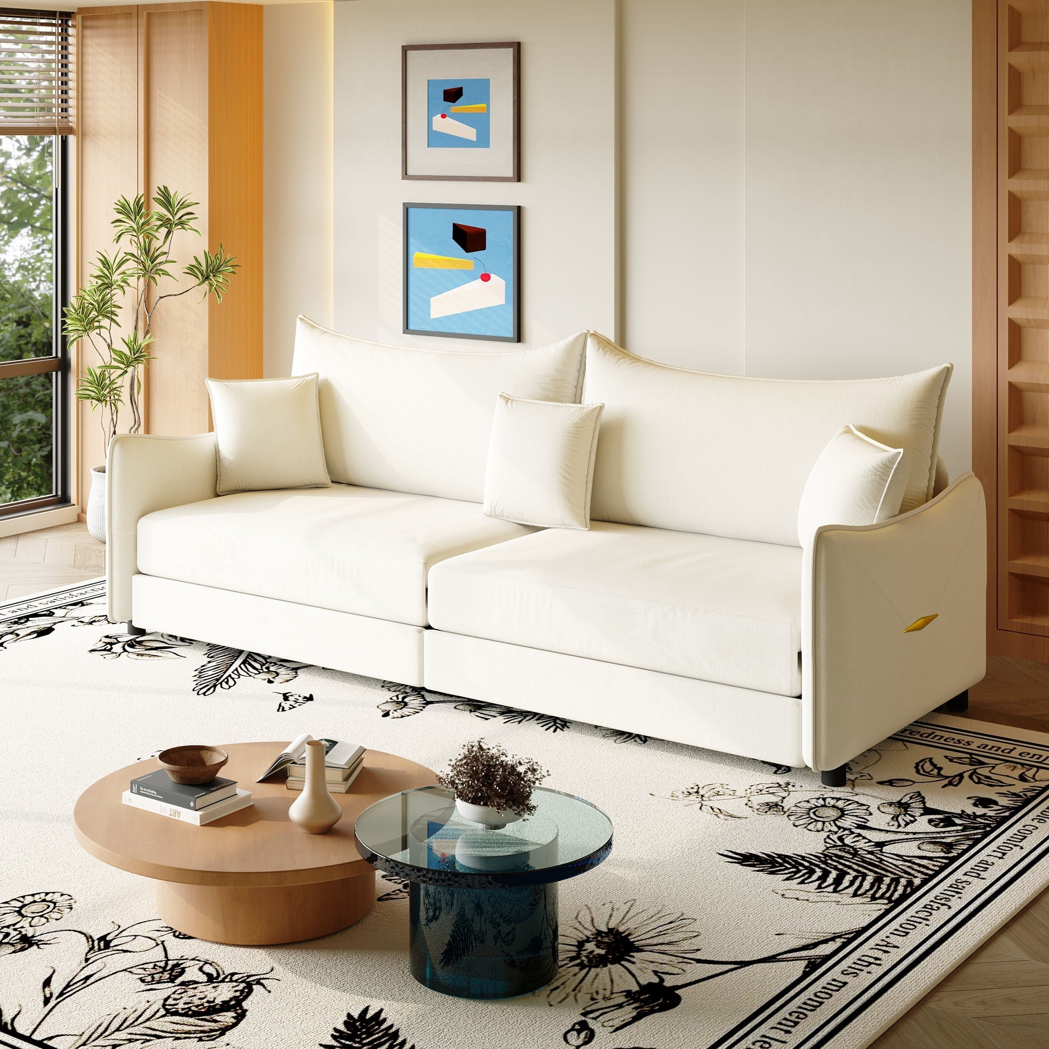 King Pull Out Sofa Bed, 3-In-1 Convertible Bed With 3 Pillows by HouseOfZazla
