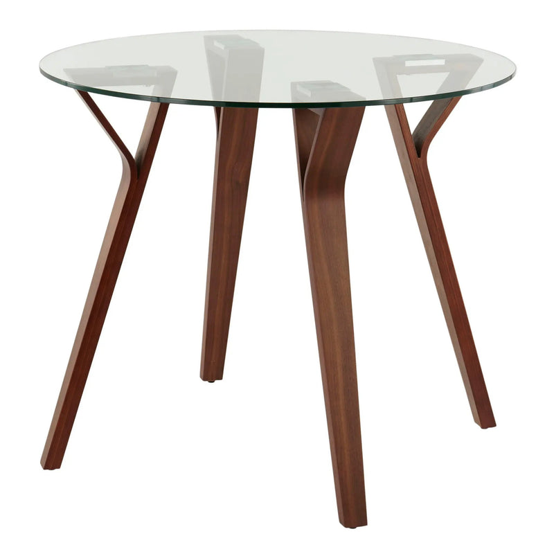 Folia - Mid-Century Modern Round Dinette Table - Walnut / Clear by HouseOfZazla
