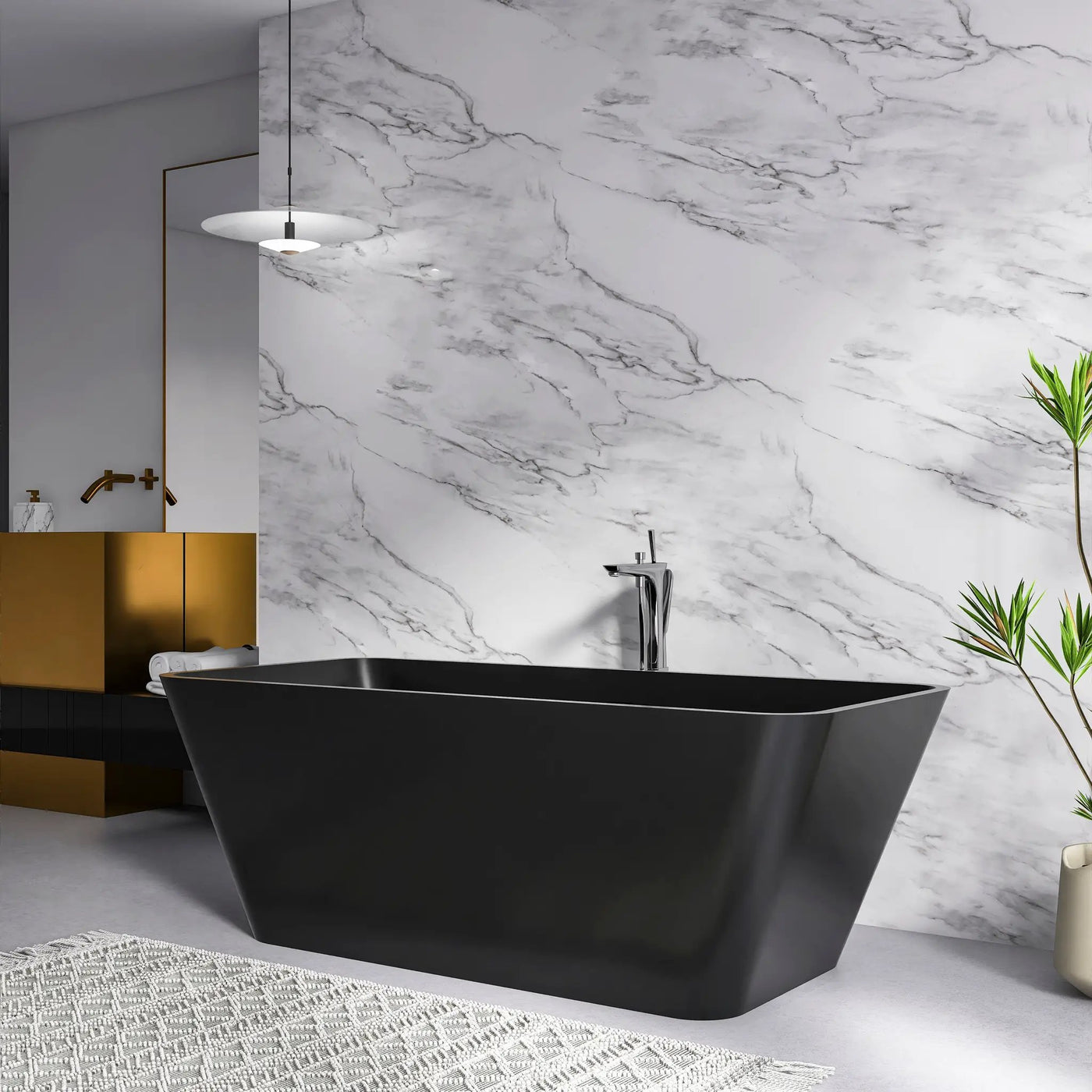 67 Inch Freestanding Solid Surface Soaking Bathtub by HouseOfZazla