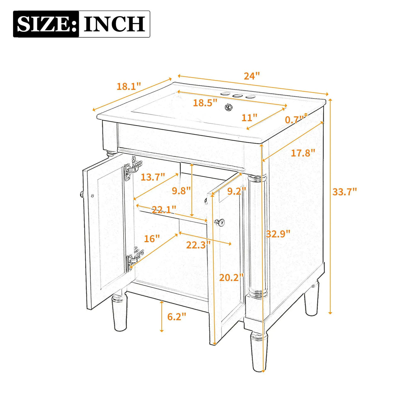 Bathroom Vanity With Top Sink, 2 Tier Storage Cabinet by HouseOfZazla