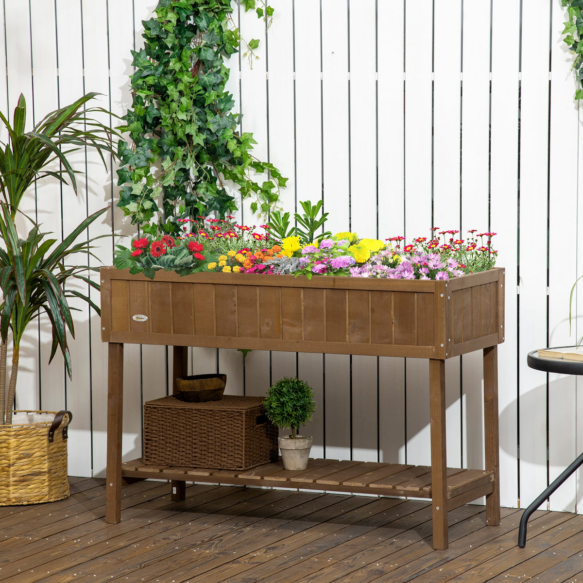 43x18x30 Raised Garden Bed with Shelf & Pockets - Fir Wood, photo 6 of 8