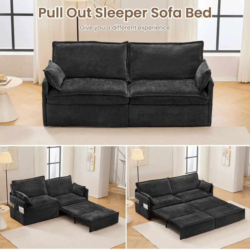 Pull Out Sofa Bed, Convertible Sleeper Sofa Couch, Side Storage, And USB / C - Type Charging Ports Chair by HouseOfZazla