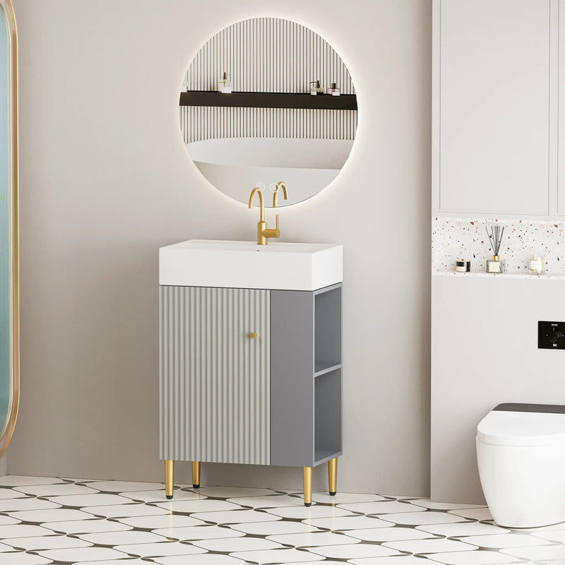 21.6" Open-Shelving Vanity with Ceramic Sink by HouseOfZazla