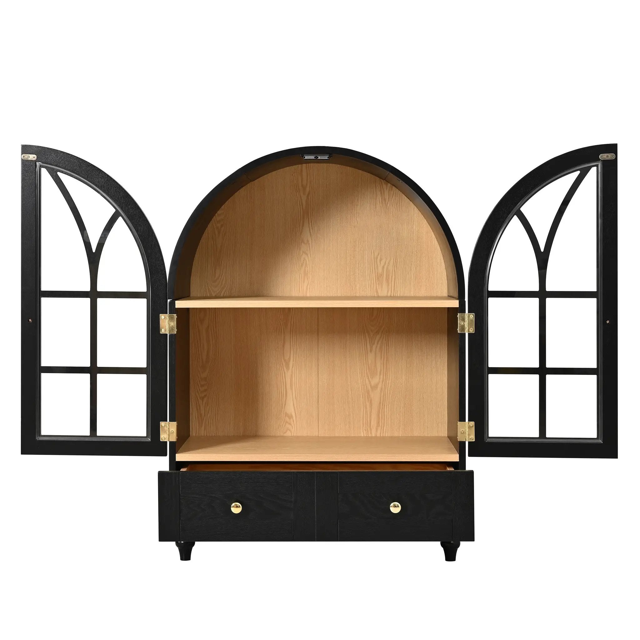 Arched Display Cabinet with Tempered Glass Doors by HouseOfZazla