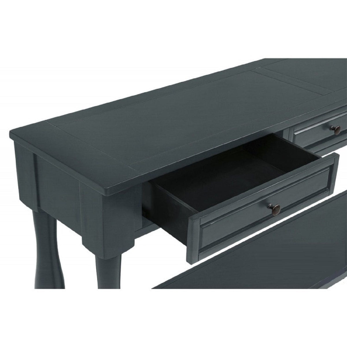 Long Console Table with Drawers and Shelf - Dark Brown or Blue, photo 5 of 10