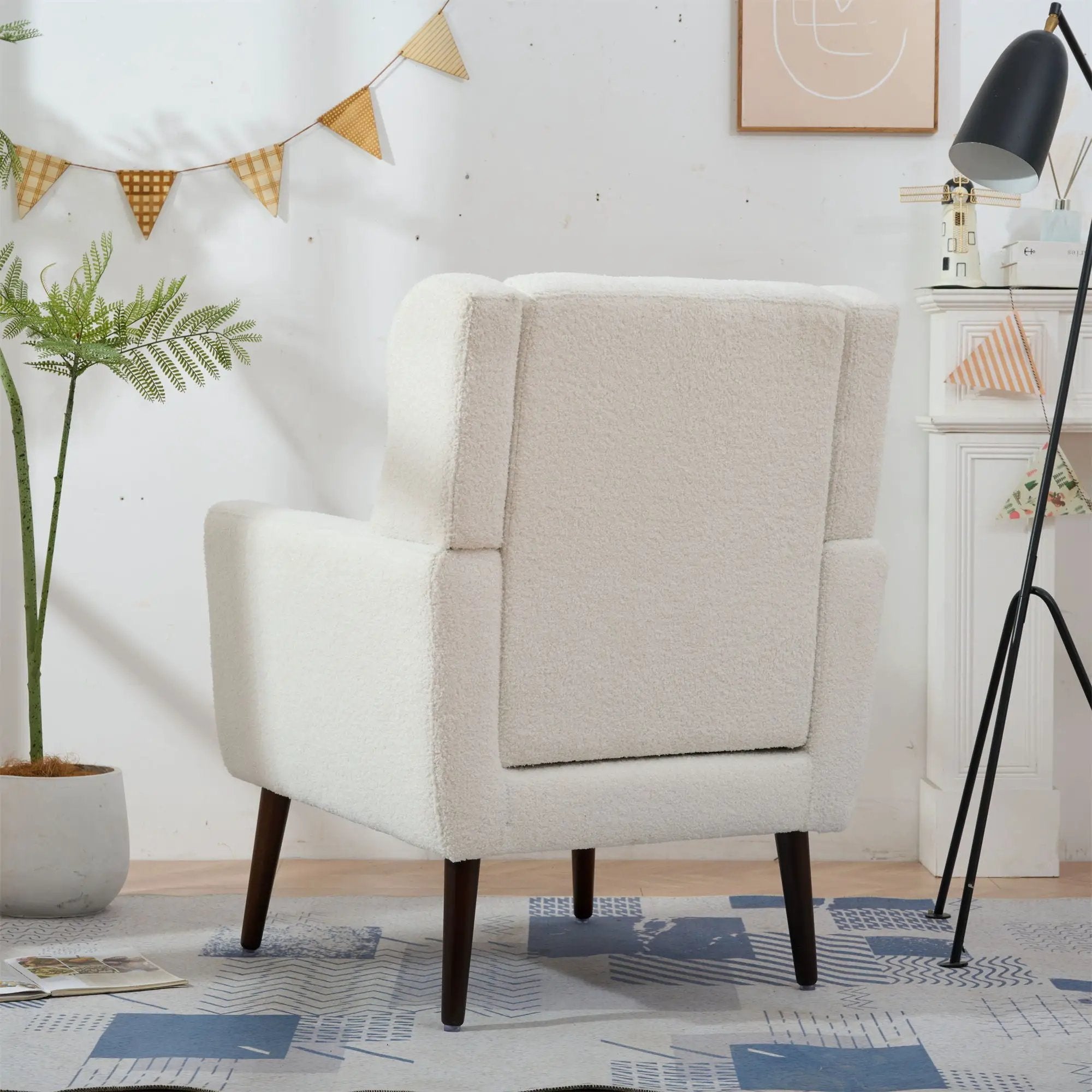 Modern Accent Chair, Arm Chairs For Living Room, Upholstered Mordern Armchair, Comfy Soft Padded Lounge Chair In Small Space, Bedroom, With Pillow, Solid Wood Leg by Unique Piece Furniture