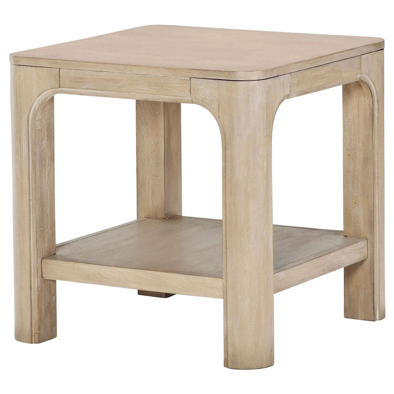 Solano Square Wood Side End Table with Shelf Weathered Mango by Unique Piece Furniture