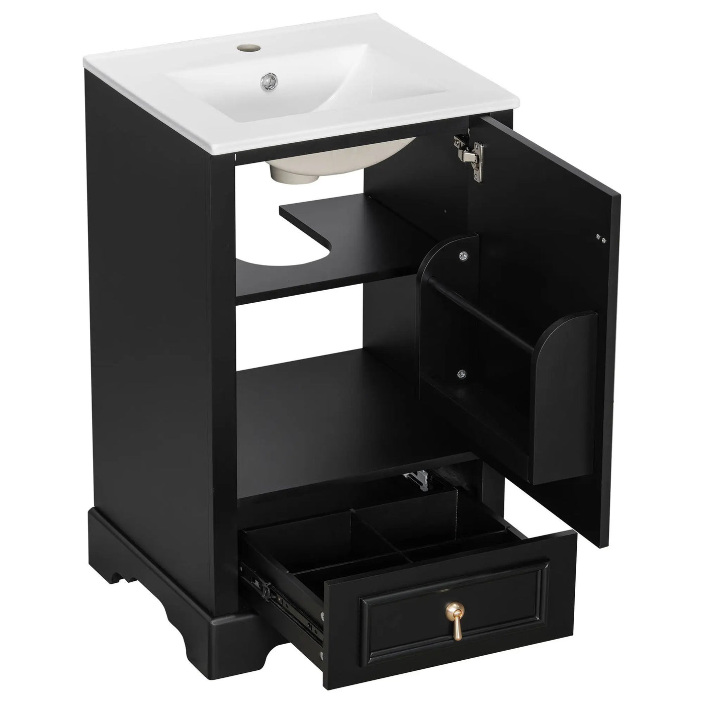 Bathroom Vanity With Sink, Soft Close Door, Adjustable U-Shaped Shelf by HouseOfZazla