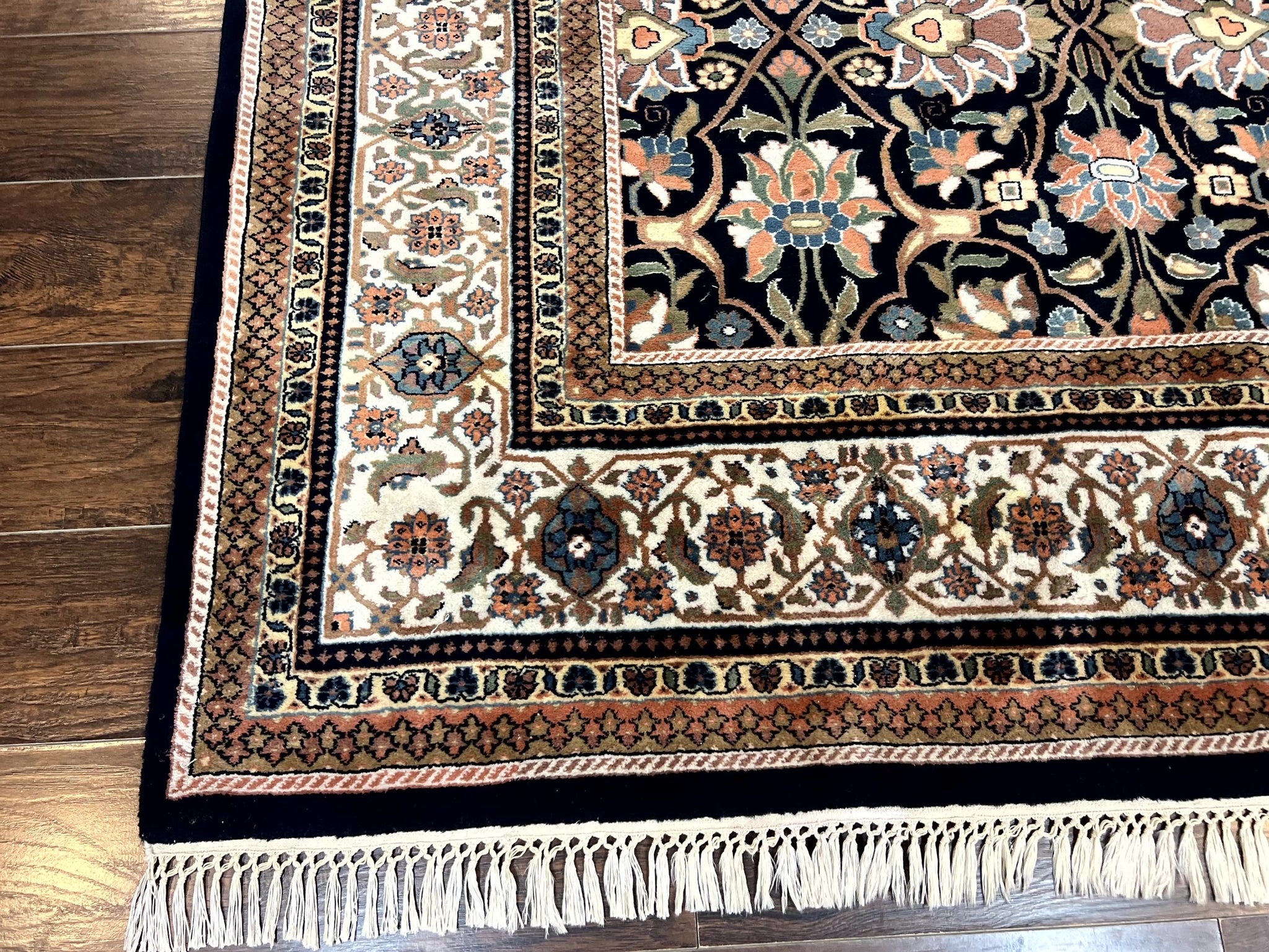 Indo Persian Bidjar Rug 6x10, Vintage Handmade Wool Carpet, Allover Pattern by Jewel Rugs