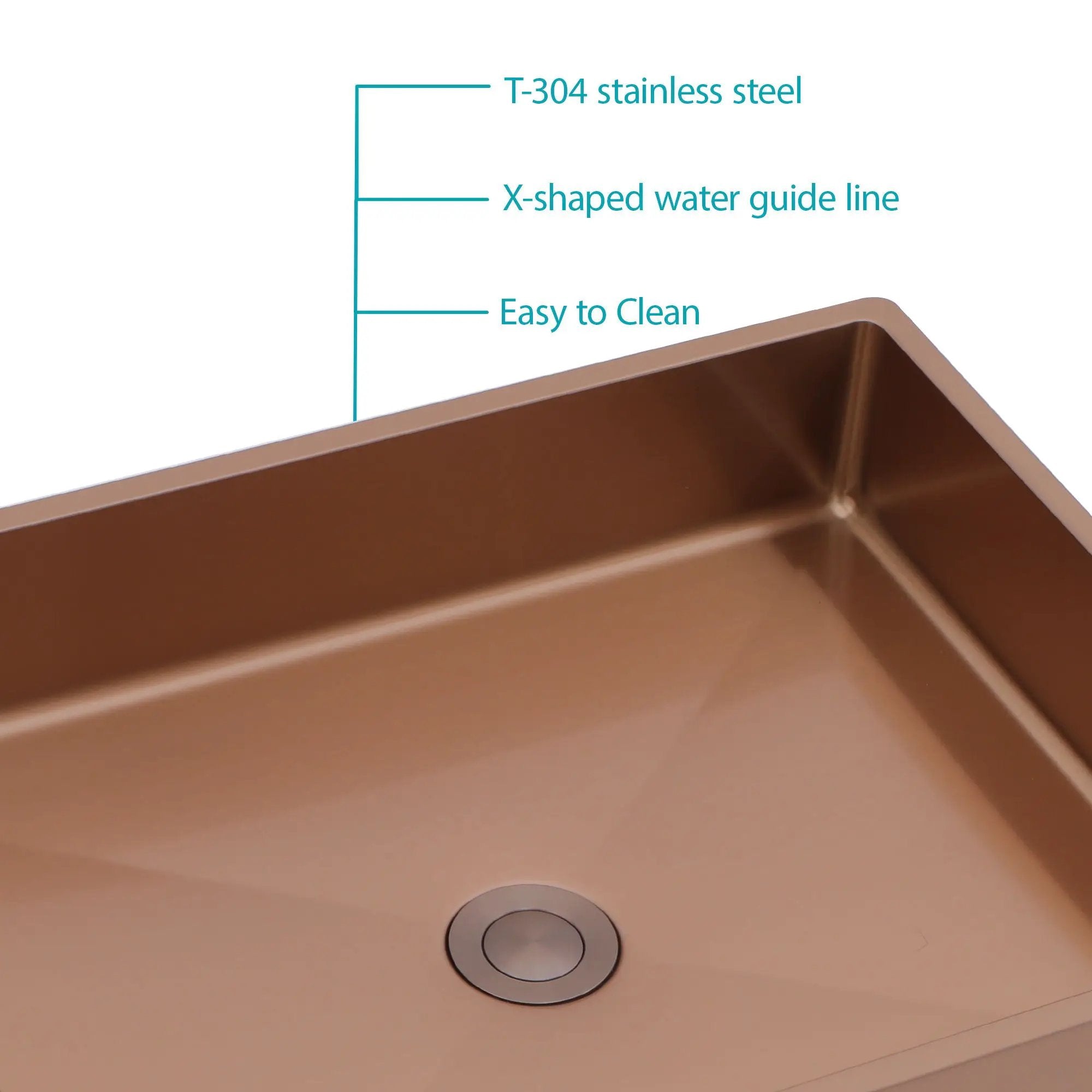 19" X 15" Stainless Steel Bathroom Sink With Pop Up Drain, Nano Surface - Rose Gold by HouseOfZazla