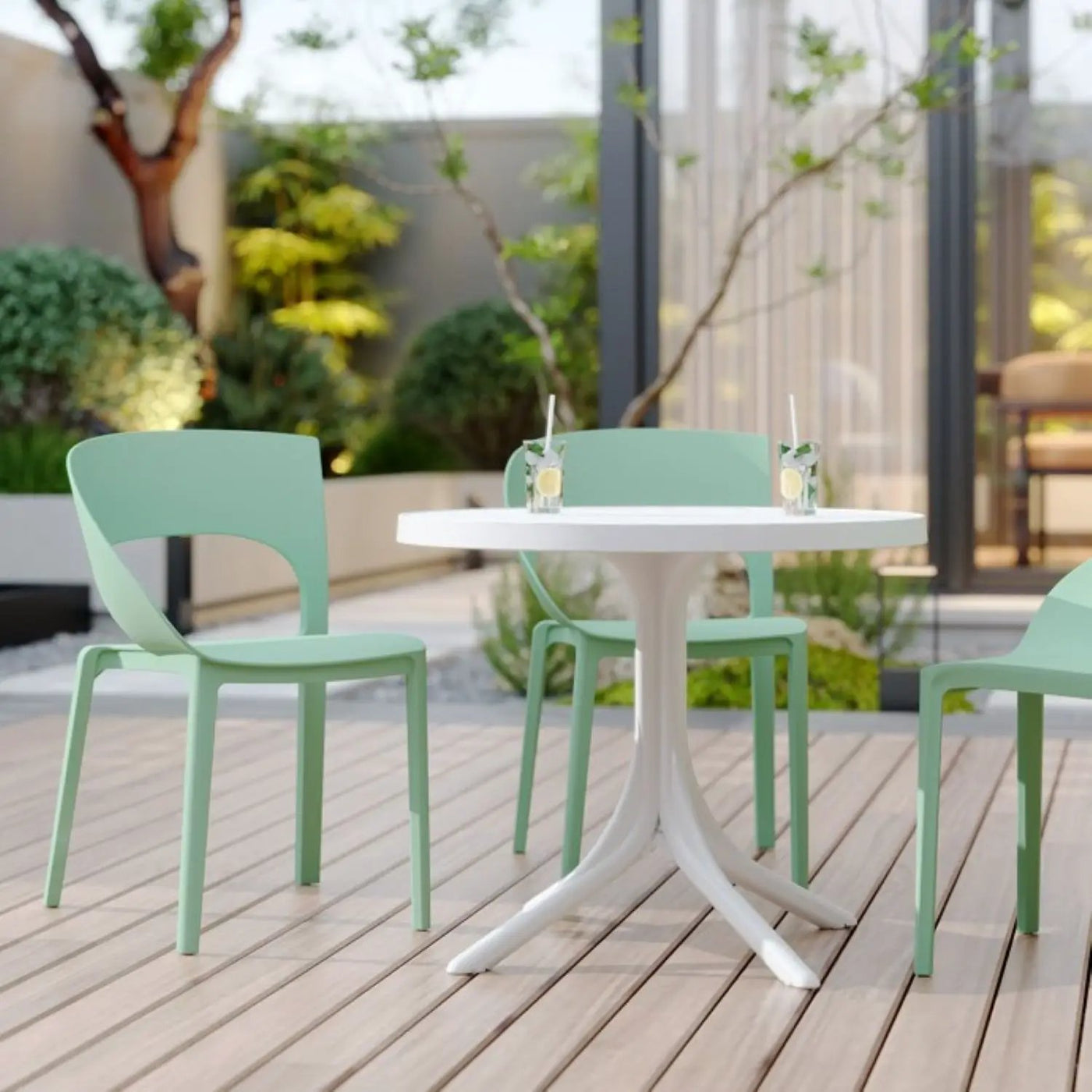 4 Piece Set Of Modern Designed Single Chairs With Round Table by HouseOfZazla