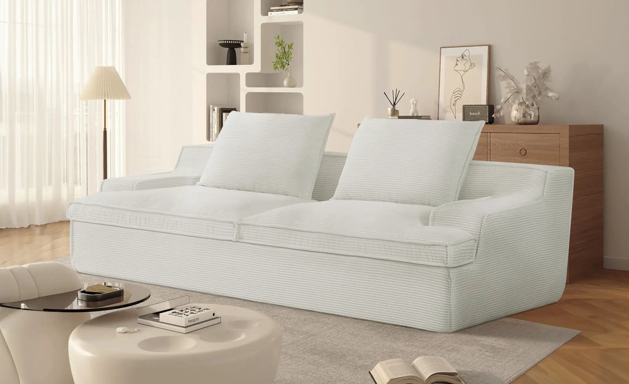 Nimbus - Oversized Full Foam 4 Seater Couch For Living Room Upholstered In Soft, Wide Armrests by HouseOfZazla