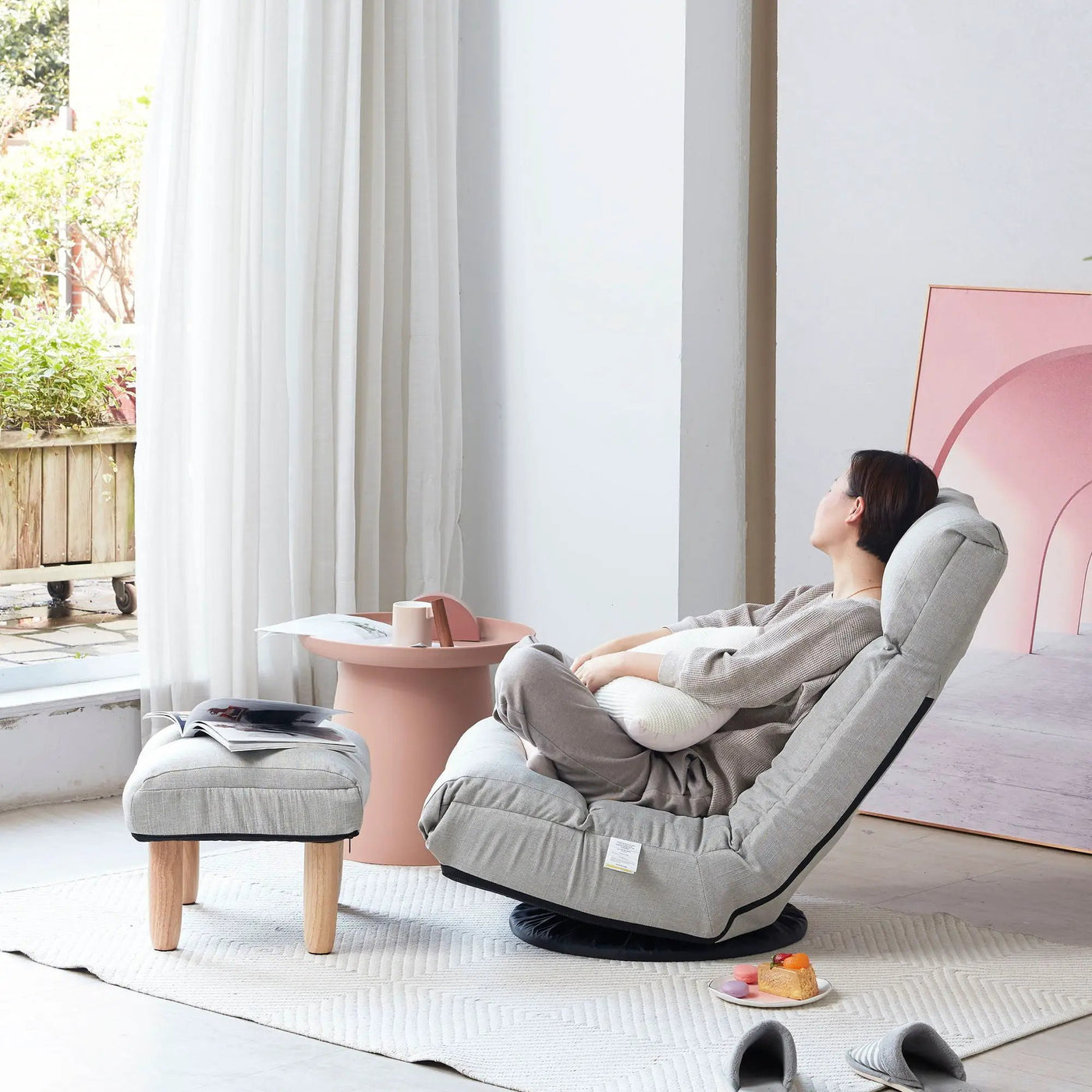 Adjustable Japanese Reclining Floor Chair Sofa With Metal Frame For Living Room by HouseOfZazla