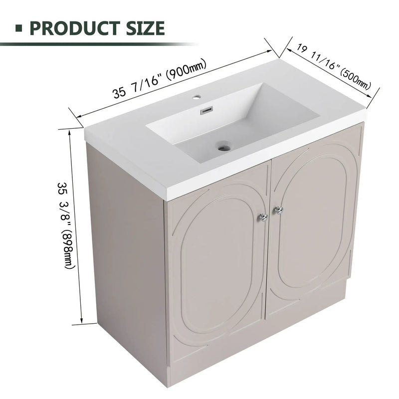Contemporary Freestanding Bathroom Vanity With Resin Sink & Soft-Close Cabinet Doors by Unique Piece Furniture
