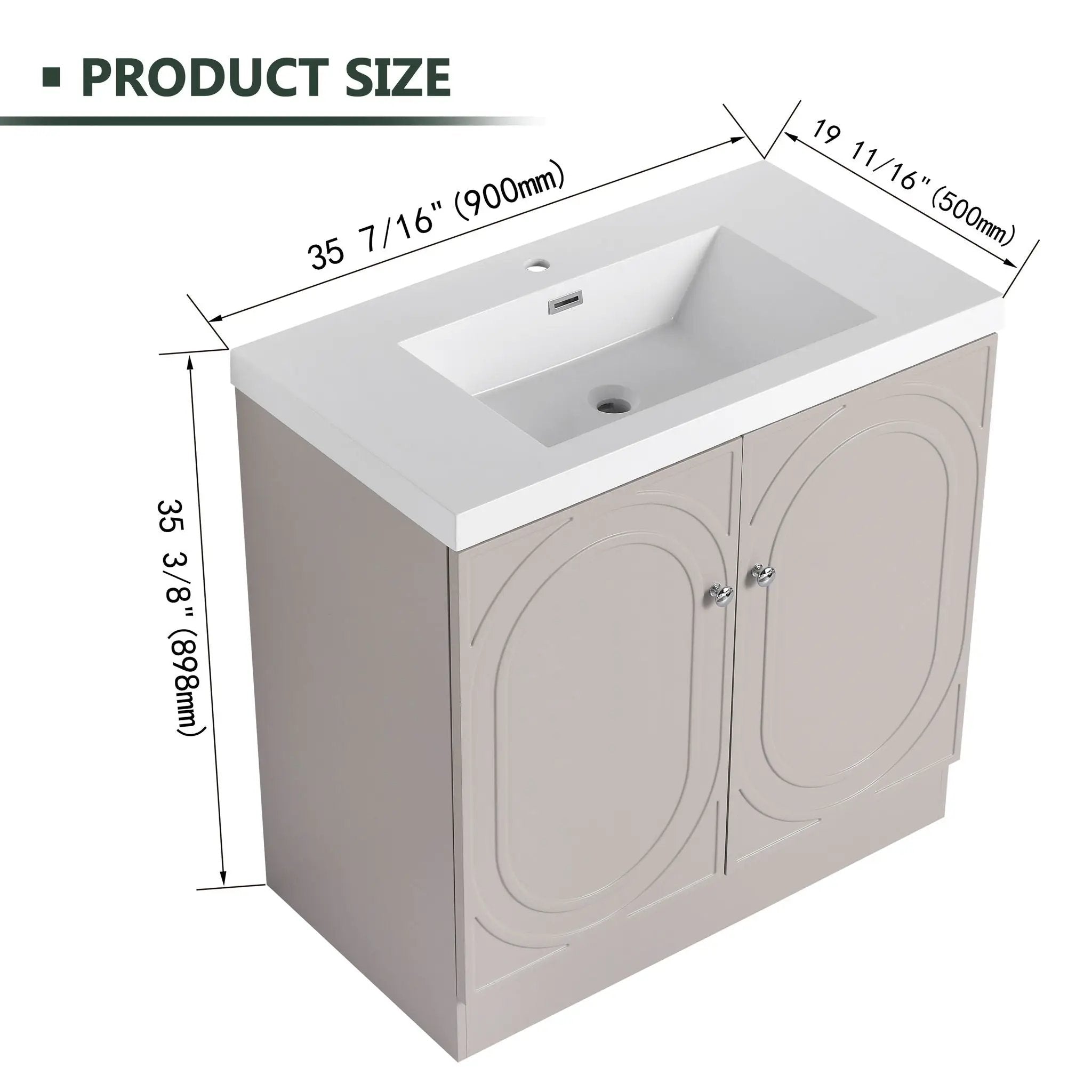 Contemporary Freestanding Bathroom Vanity With Resin Sink & Soft-Close Cabinet Doors by HouseOfZazla