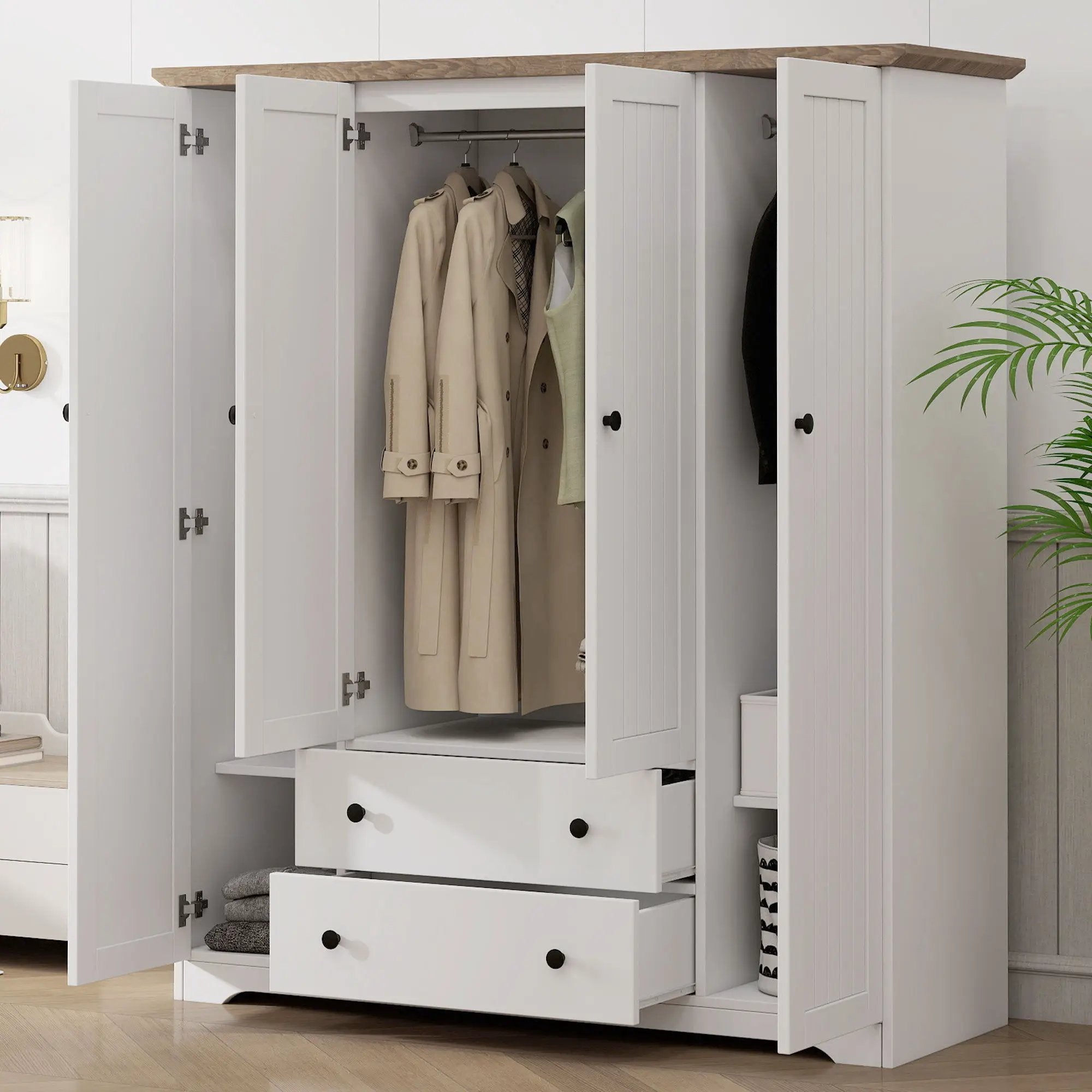 4 Door Wardrobe Armoire With 2 Drawers by HouseOfZazla