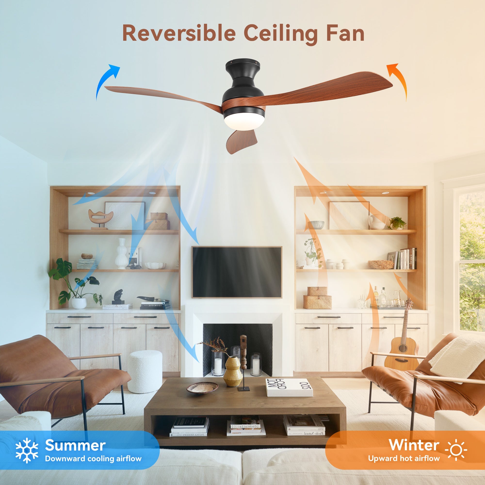52-Inch Ceiling Fan with Lights and Reversible DC Motor by HouseOfZazla