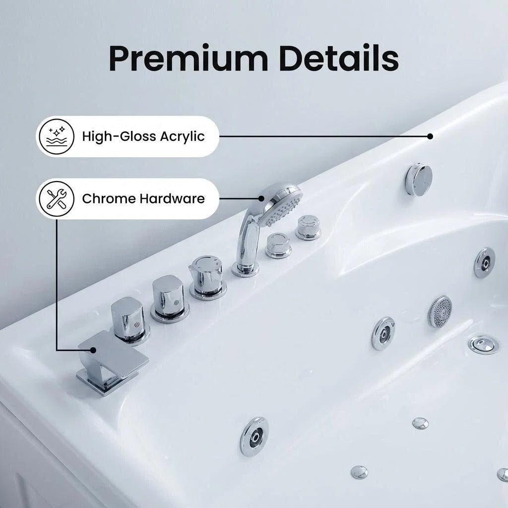 67 in. x 34 in. Acrylic Whirlpool Bathtub with Center Drain by HouseOfZazla