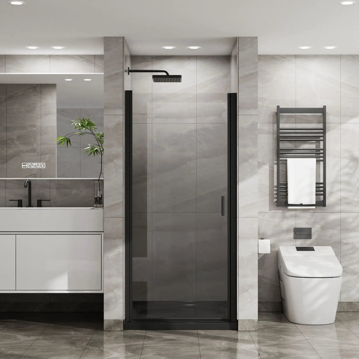 Pivot Shower Door, Tempered Glass, Semi Frameless by HouseOfZazla