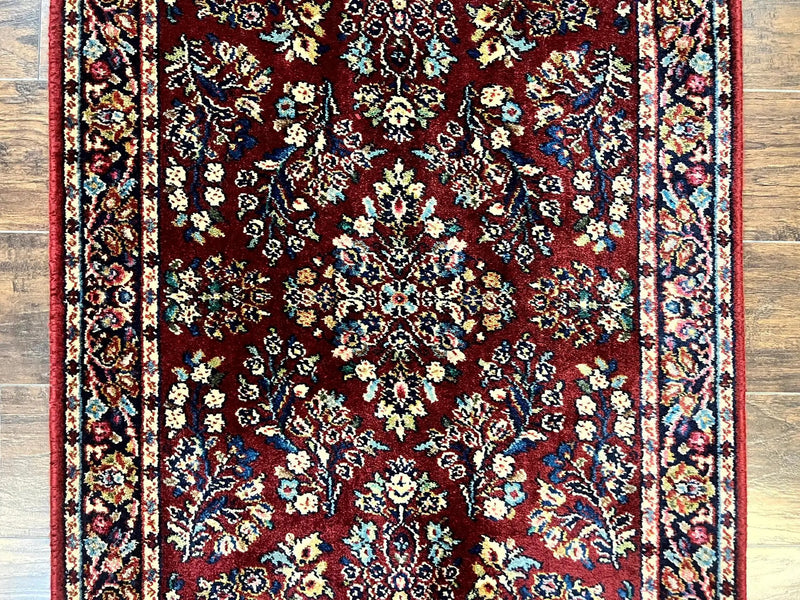 Karastan Rug 3x5 Red Sarouk #785, Small Karastan Wool Pile Rug, Original 700 Series, Discontinued Vintage Karastan Carpet by Jewel Rugs