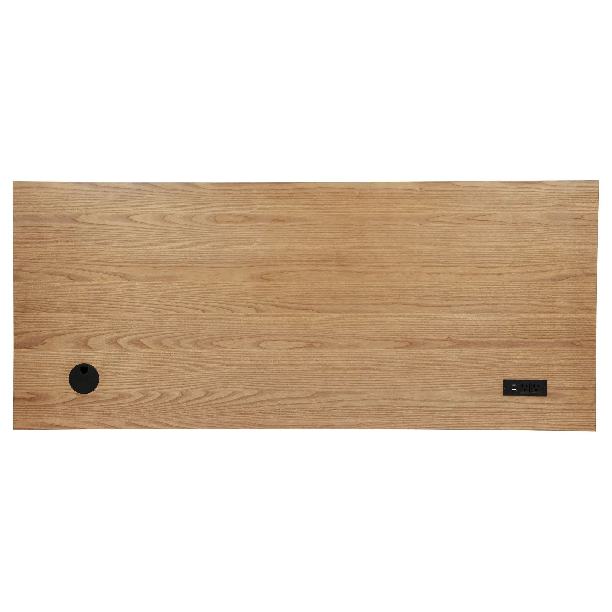 Vermes 66-inch 7-drawer Computer Desk with Power Outlet Light Ash by Unique Piece Furniture