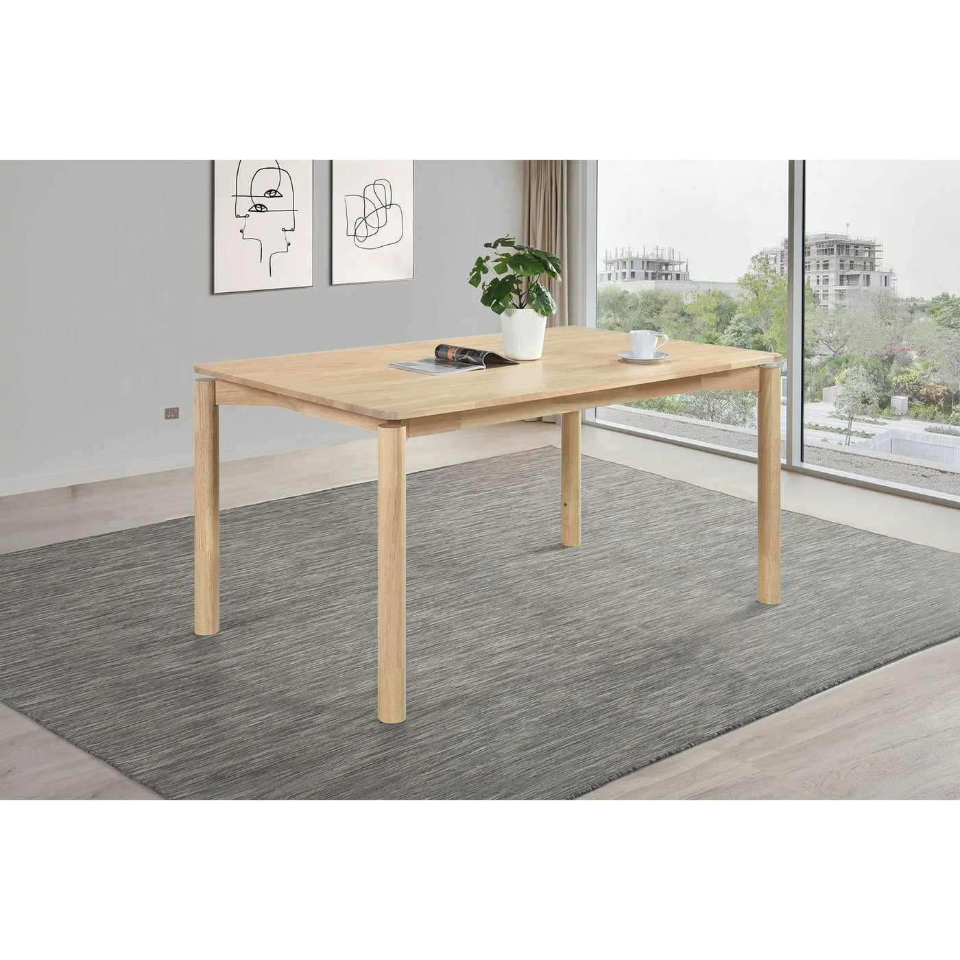 Svenstra - Rectangular Dining Table Set With Armless Side Chairs, Wood, Natural Walnut, 59 X 35.5 X 30 Inches by HouseOfZazla
