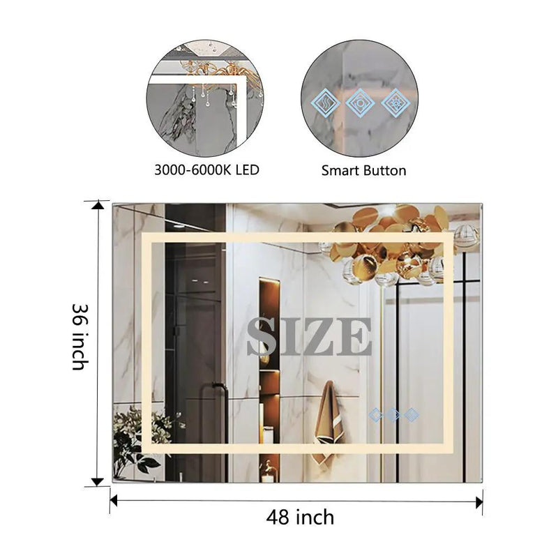 3000-6000K LED Bathroom Mirror With Lights, Anti-Fog Dimmable Lighted Wall Mounted Vanity Mirror Master Bath Modern Makeup (Only Mirrors, Not Cabinets) Horizontal & Vertical by HouseOfZazla