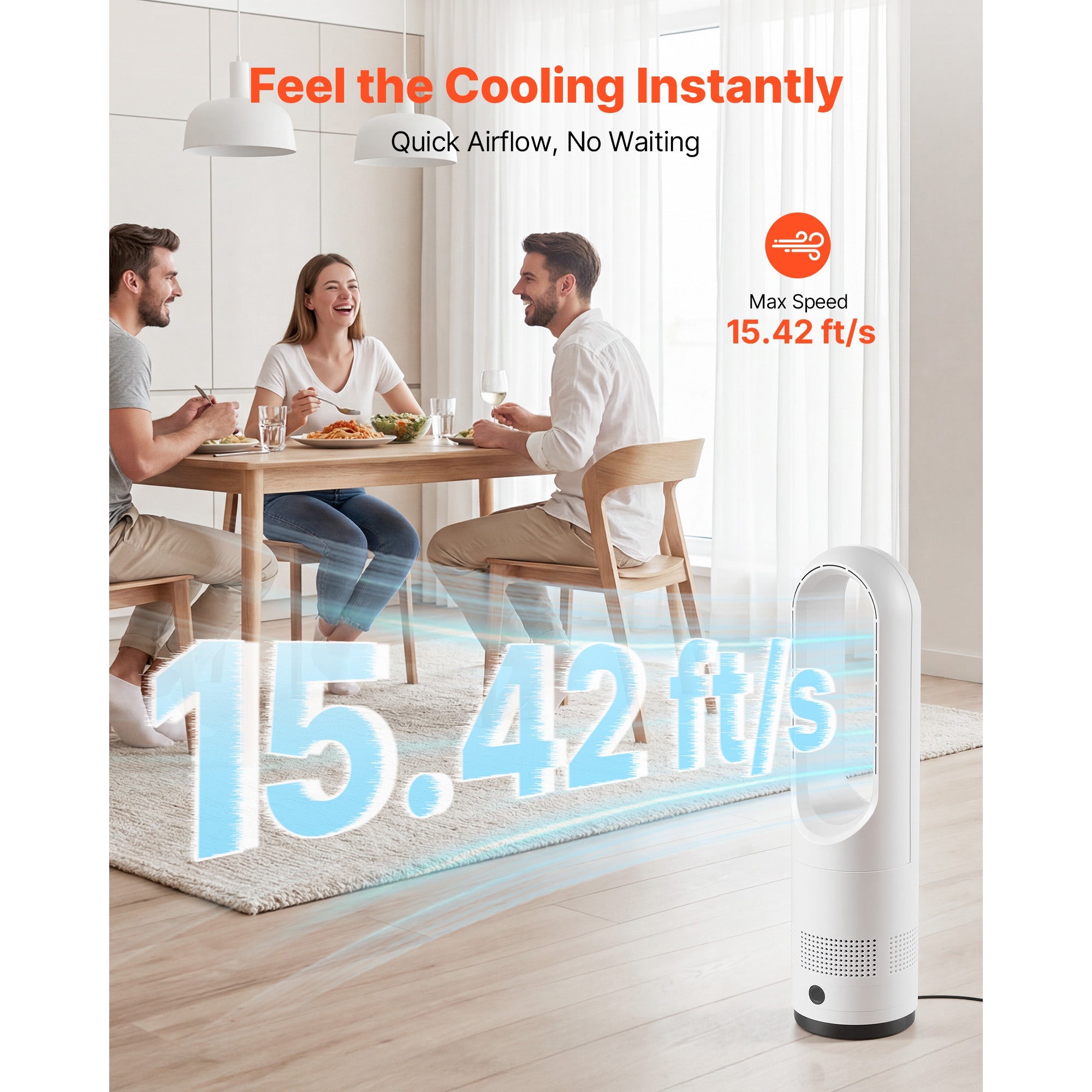 Bladeless Tower Fan, 80° Oscillating Standing Fan with Remote by HouseOfZazla