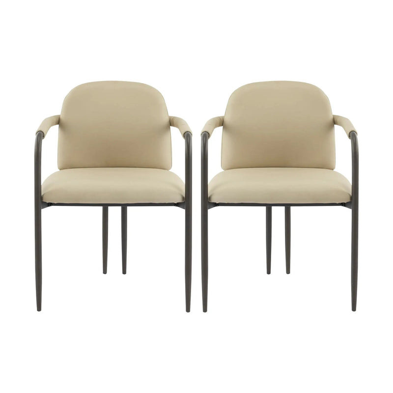 Modern Dining Chair Set of 2 with Iron Frame - Espresso / Khaki by HouseOfZazla
