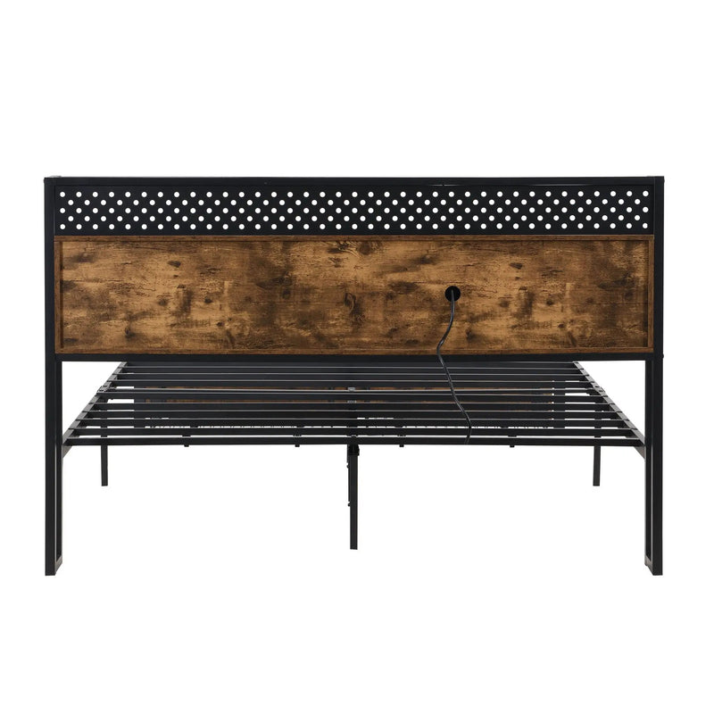 Modern Platform Bed, USB Charging Station, 2 Drawers, LED Lights by Unique Piece Furniture