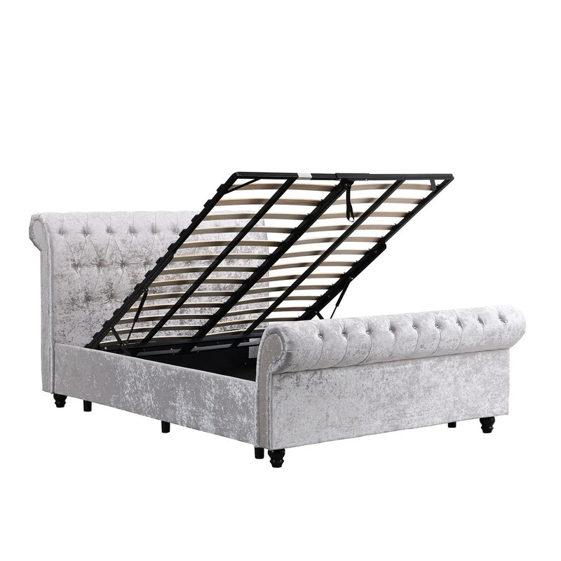 Hartfried - Queen Size Upholstered Storage Bed - Beige by Unique Piece Furniture